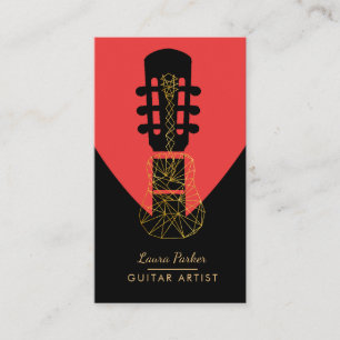 Guitar Music Player Artist DJ Geometric Red Business Card