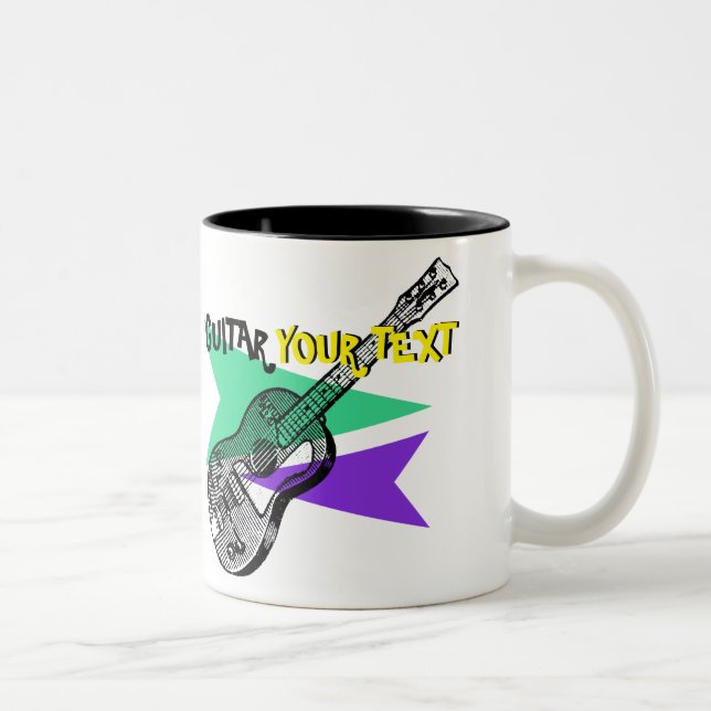 Guitar Music Retro Vinatge Illustration custom Mug (Right)