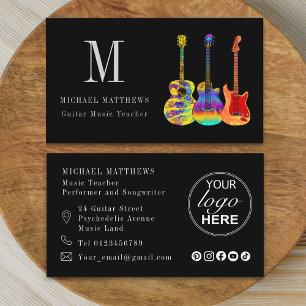 Guitar Music Teacher Custom Logo and Social Media Business Card