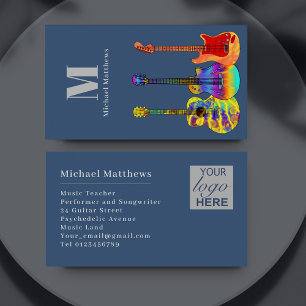 Guitar Music Teacher Logo Template Custom Business Card