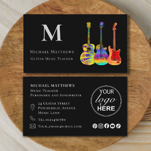 Guitar Music Teacher Musician Logo Social Media Business Card