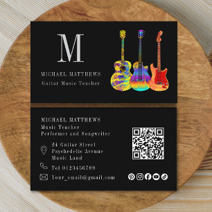 Guitar Music Teacher Musician QR Code Social Media Business Card