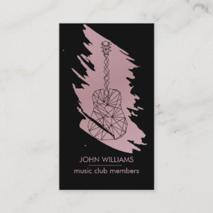 Guitar Music Teacher Player  Black Rose Gold Business Card