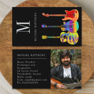 Guitar Music Teacher Professional Musician Photo Business Card