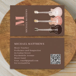Guitar Music Teacher Professional Musician QR Code Business Card