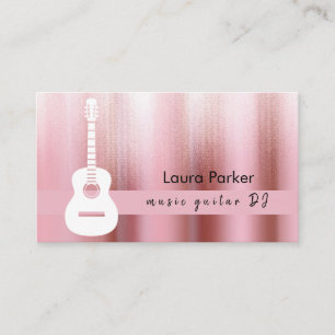 Guitar Music Teacher Rose Gold DJ Player Business Card