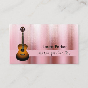 Guitar Music Teacher Rose Gold DJ Player Business Card