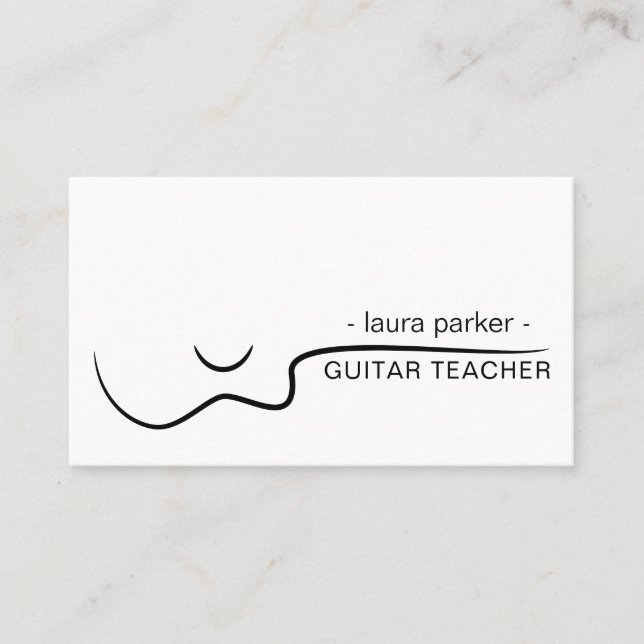 Guitar Music Teacher with acoustic  musician Business Card (Front)