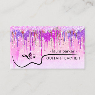 Guitar Music Teacher with Purple Dripping Business Card