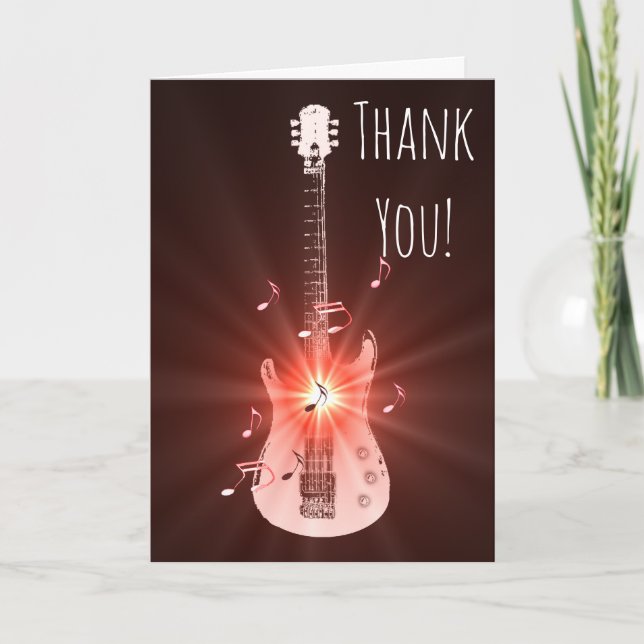 Guitar Music Theme Thank You Card (Front)