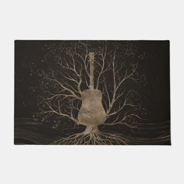 Guitar Music Tree - Gold and Browns Doormat (Front)