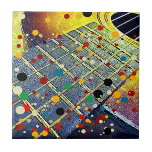 Guitar music vintage colourful tile