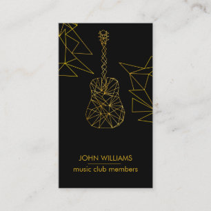Guitar Music World Teacher Player Black Gold Faux Business Card