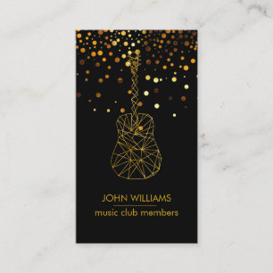 Guitar Music World Teacher Player Black Gold Faux Business Card