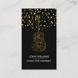 Guitar Music World Teacher Player  Black Gold Faux Business Card