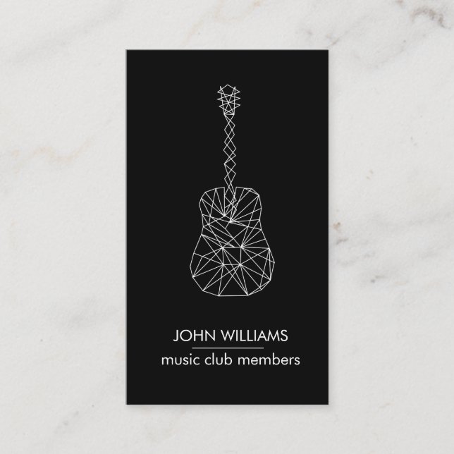 Guitar Music World Teacher Player Grey Black Business Card (Front)