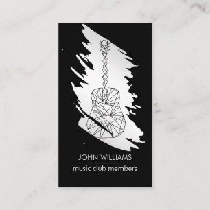 Guitar Music World Teacher Player Silver Gray Business Card