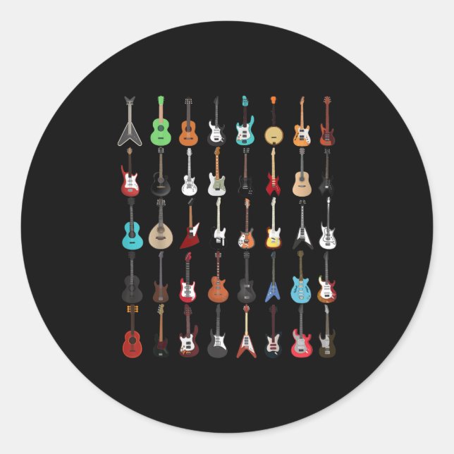 Guitar Musical Instrument Rock and Roll Classic Round Sticker (Front)