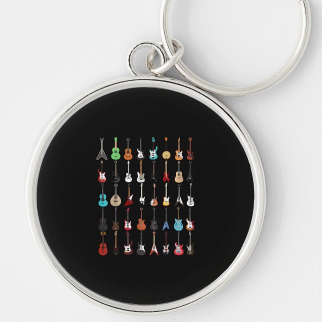 Guitar Musical Instrument Rock and Roll Key Ring (Front)