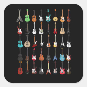 Guitar Musical Instrument Rock and Roll Square Sticker