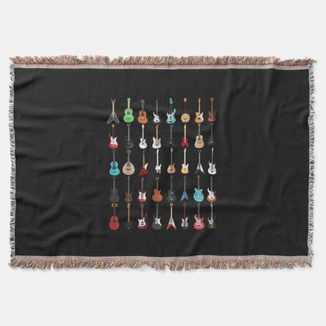 Guitar Musical Instrument Rock and Roll Throw Blanket (Front)
