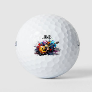 Guitar Musician logo Monogram Art Golf Balls
