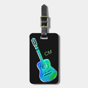 Guitar Musician Music Band Neon Colours Luggage Tag