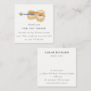 Guitar Musician Music Teacher Thank you Order Square Business Card