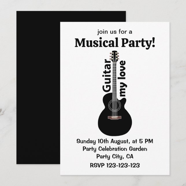 Guitar My Love Guitar Invitation (Front/Back)