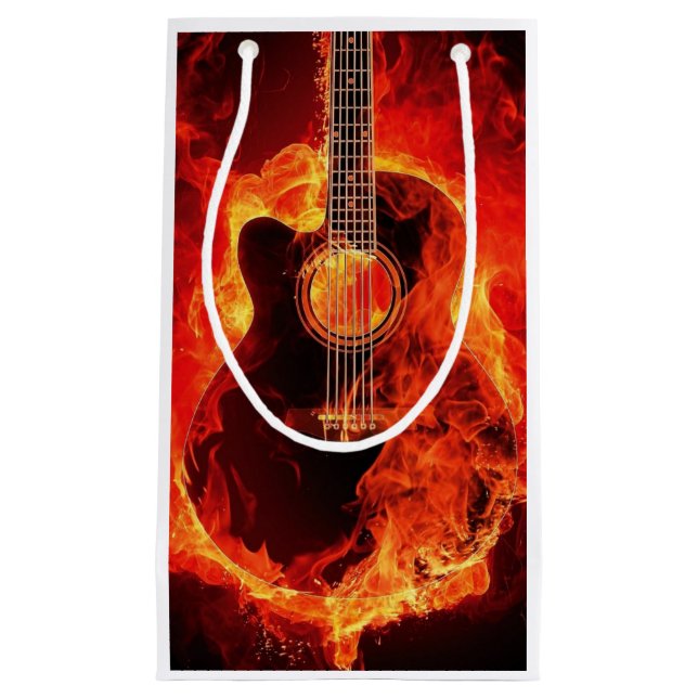Guitar on Fire Small Gift Bag (Front)