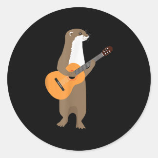 Guitar Otter  Animal Kids Guitarist  Art Out Classic Round Sticker