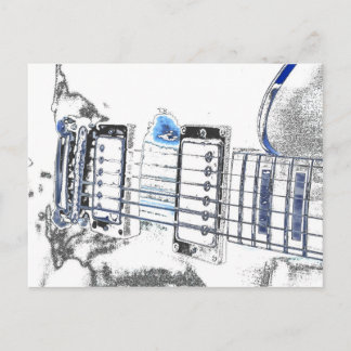guitar outline image blue black bridge strings.jpg postcard
