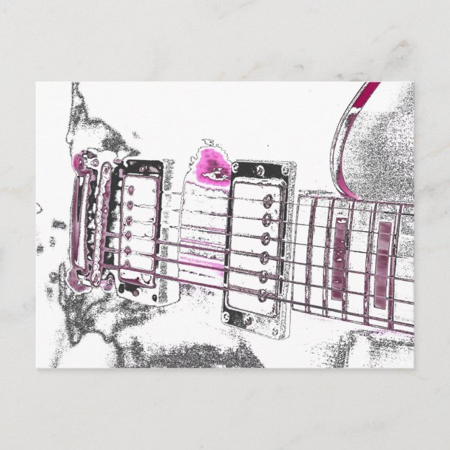 guitar outline image pink black bridge postcard (Front)