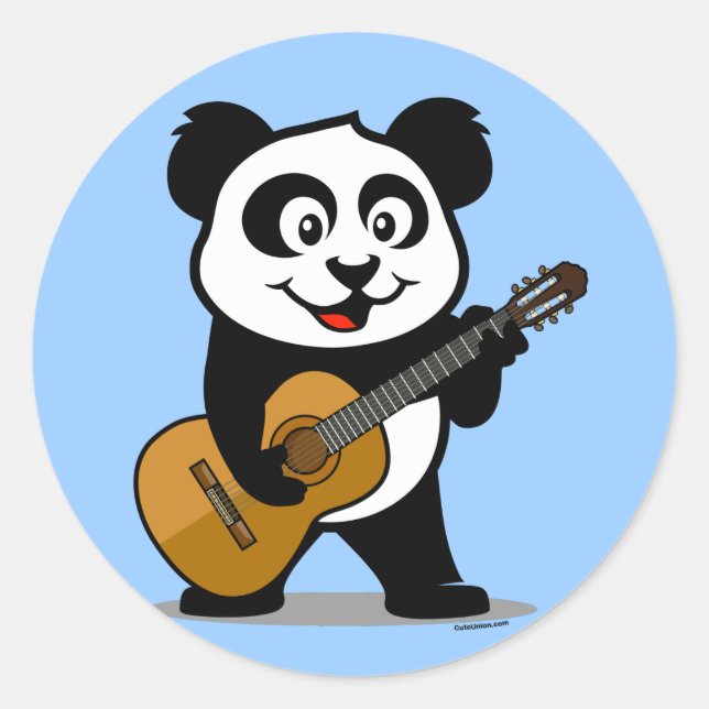 Guitar Panda Classic Round Sticker (Front)