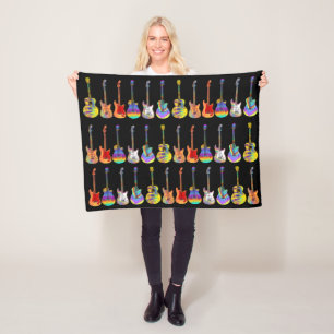 Guitar pattern Colourful  Fleece Blanket