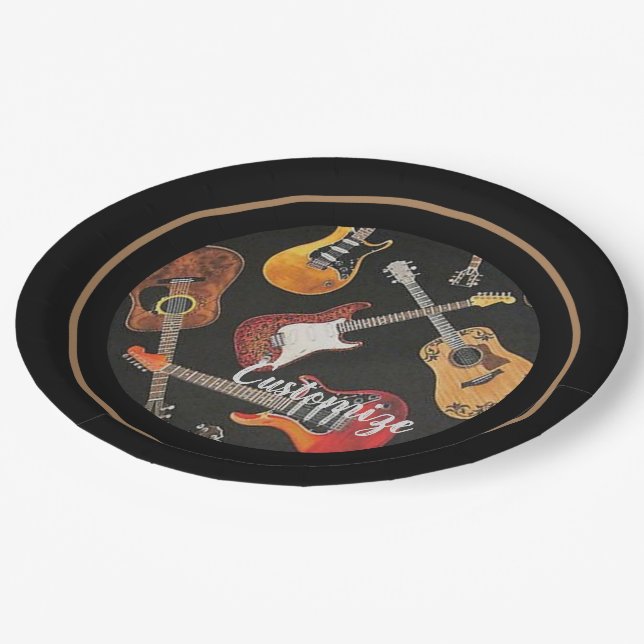 Guitar Pattern Paper Plate (Angled)