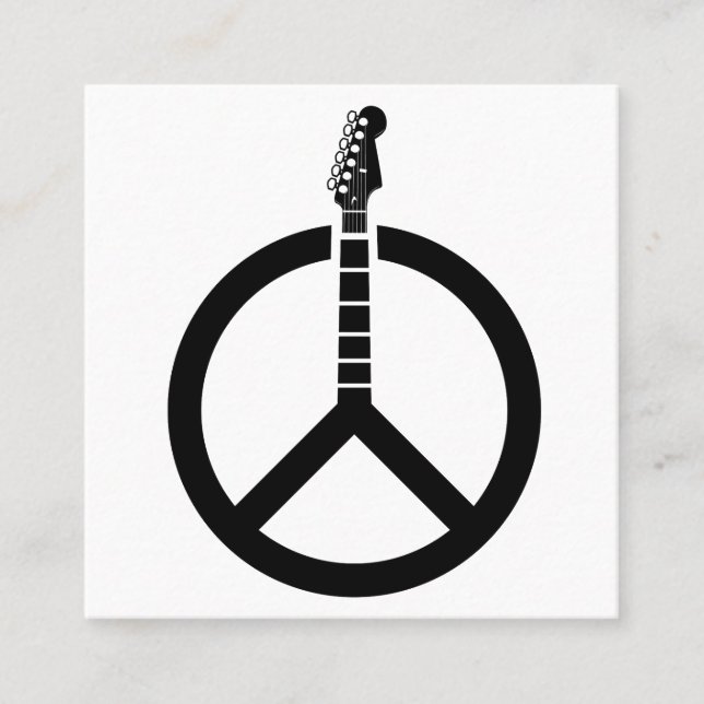 Guitar Peace Sign Square Business Card (Front)