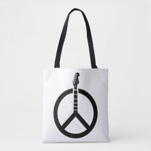Guitar Peace Sign Tote Bag
