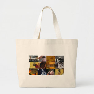 Guitar Photos Collage Large Tote Bag