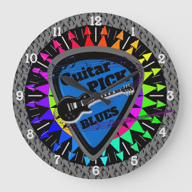 Guitar Pick Blues Music Wall Clock (Front)