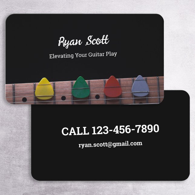 Guitar Pick Guitarist Instructor Business Card (Guitar Pick Guitarist Instructor Business Cards)