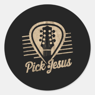 Guitar Pick Jesus Music Pastor Happy Easter Day Gu Classic Round Sticker