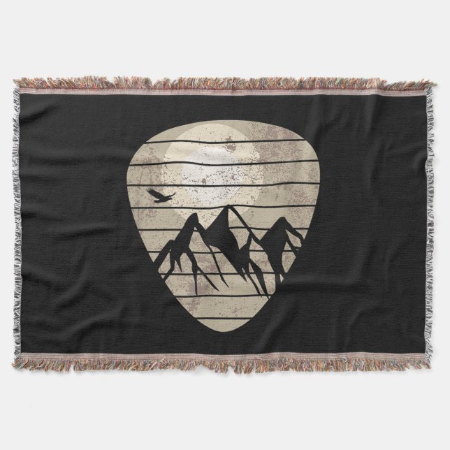 Guitar Pick Mountain Cool Guitar Player Guitarist Throw Blanket (Front)