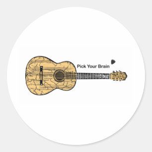 Guitar: Pick Your Brain Classic Round Sticker