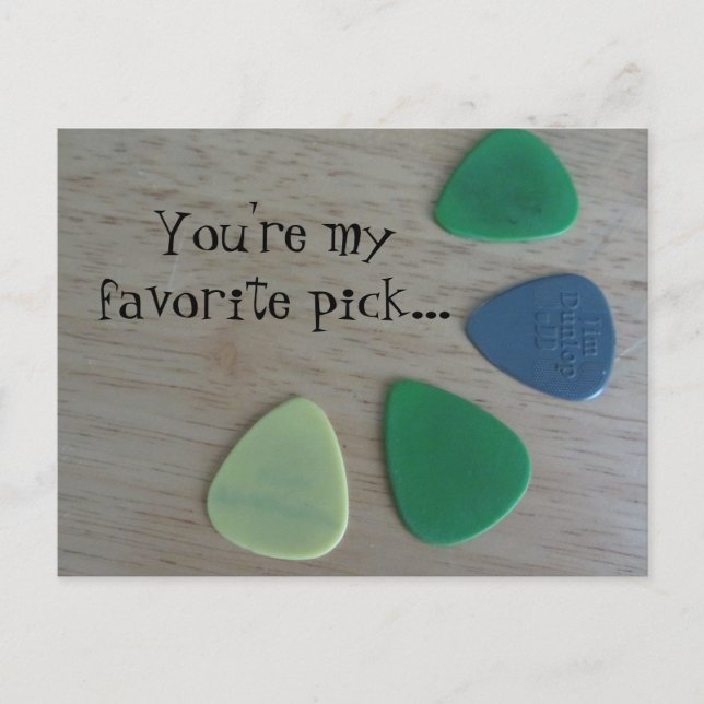 Guitar Picks with Saying Postcard (Front)