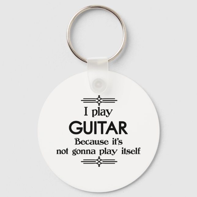 Guitar - Play Itself Funny Deco Music Key Ring (Front)