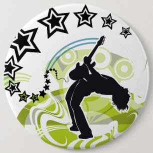 Guitar Player 6 Cm Round Badge