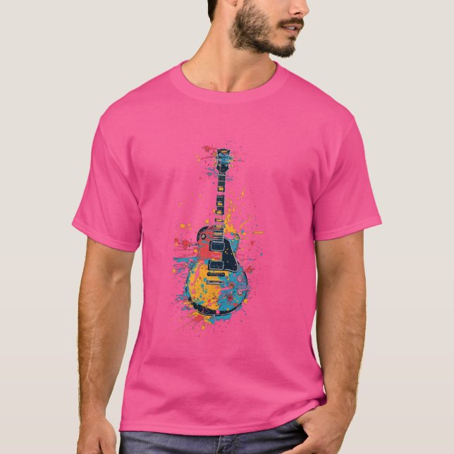 guitar player acoustic guitars in splash style gui T-Shirt (Front)