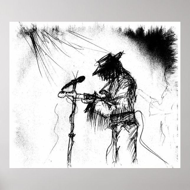 Guitar Player and Band on Stage Poster (Front)