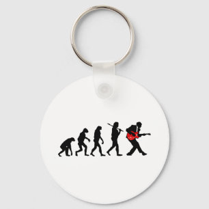 Guitar player evolution key ring